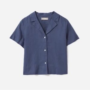 Everlane indigo blue linen notch shirt - sz 2